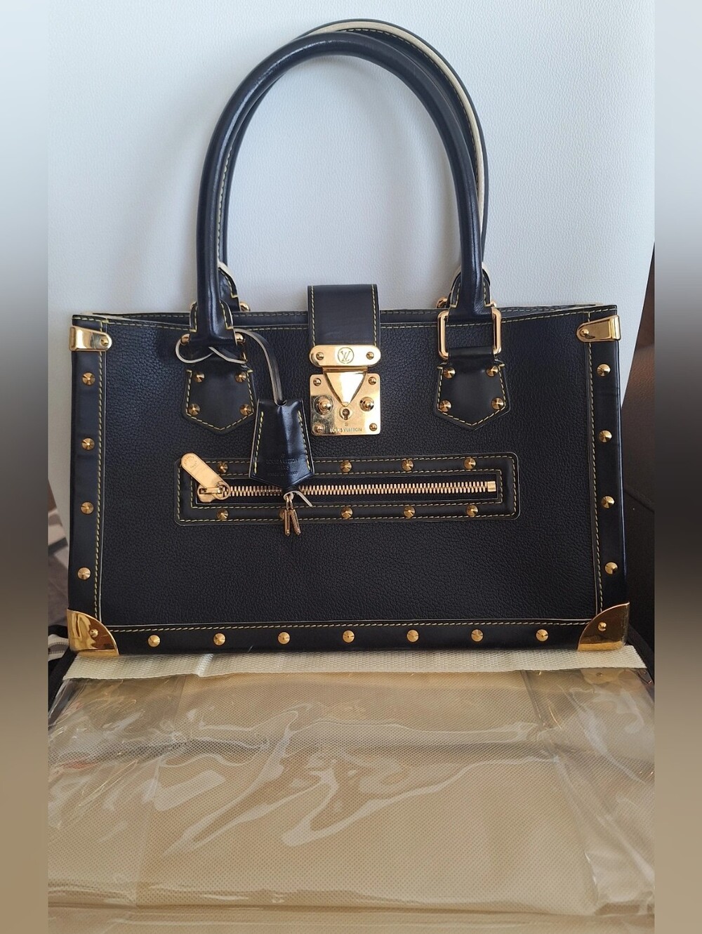 VINTAGE Louis Vuitton Black Suhali Le Fabuleux Leather Bag EUC